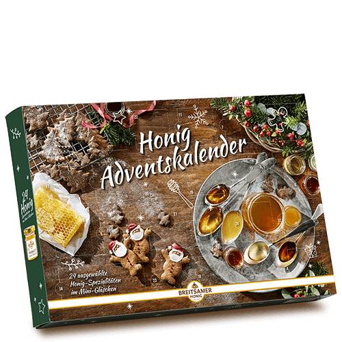 Honig-Adventskalender, 24 Breitsamer Honige im Mini-Glas